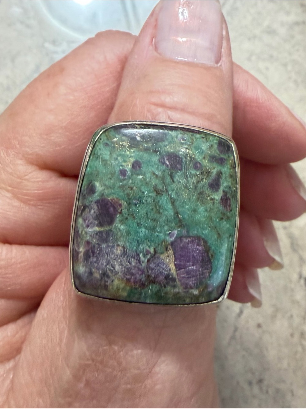 Handcrafted Ruby Zoisite Statement Ring _Sz 10 - Picture 2 of 6